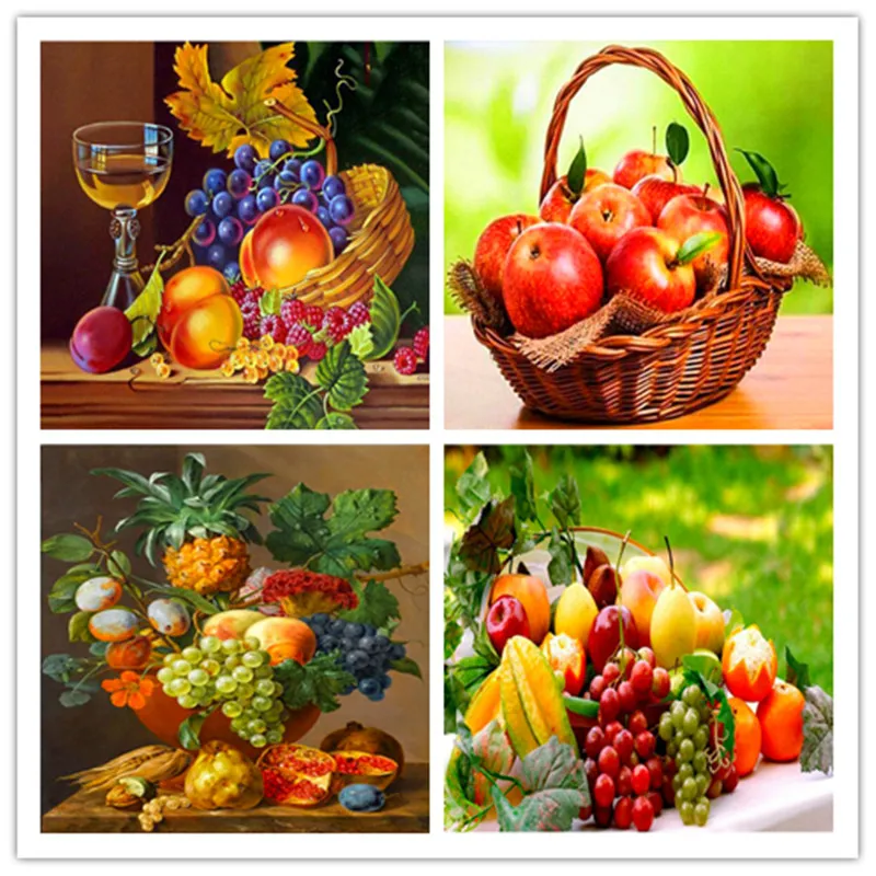 

NEW DIY 5D diamond mosaic Flowers fruits still life full diamond embroidery round diamond painting picture by rhinestone sticker