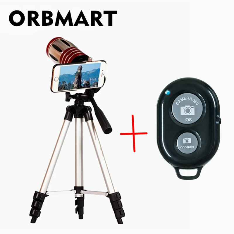ORBMART 50X Zoom Telescope Telephoto Camera Lens With Back Cover Case 103CM Tripod Bluetooth Control For iPhone SAMSUNG Phone