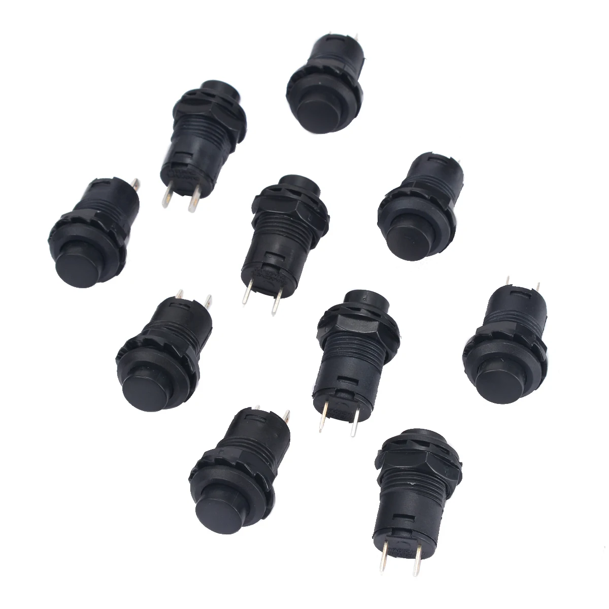 10 PCS MARINE BOAT CAR 12MM MINI ROUND BLACK PUSH BUTTON SWITCH MOMENTARY ON-OFF