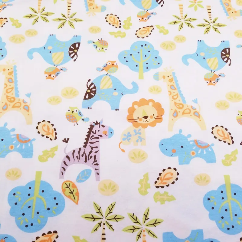 Детская хлопчатобумажная ткань с принтом льва, трикотажная ткань для самостоятельного изготовления детской одежды, нагрудники, покрытые простыни, хлопковая ткань