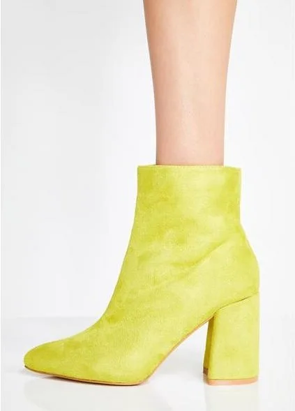 Picture Daim Chaussures De Bottes Femmes 2018 Mode Robe Jaune Courte Pointu Picture Talons En Cheville as Violet D'hiver Dames As Bout Designer Carré qIUxCxwR5