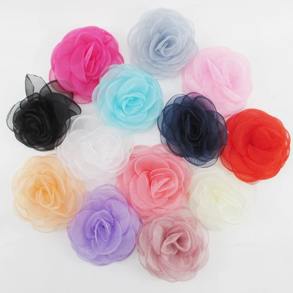 100mm flowers series high quality Organza flower 25 pieces,DIY handmade