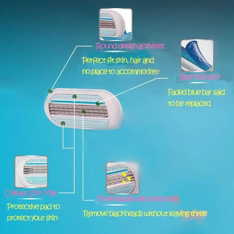 5 шт наборы 3-Слои бритва Красота женский безопасности профессиональная Бритва для удаления волос Бритва Замена голову прочного