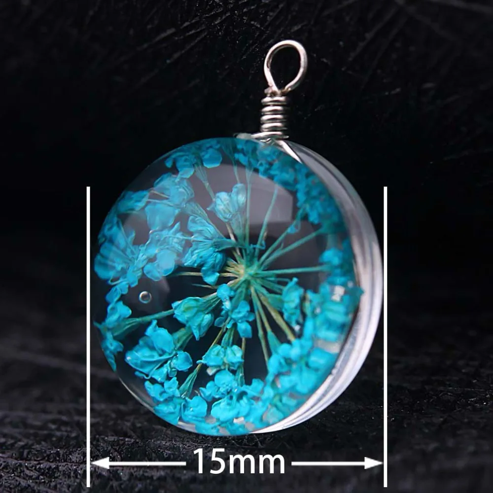 7pcs/ lot Cute Colors Dried Flowers Cabochon Glass Charm fit Necklace Earrings Pendant Charms For Jewelry Making DIY Accessories