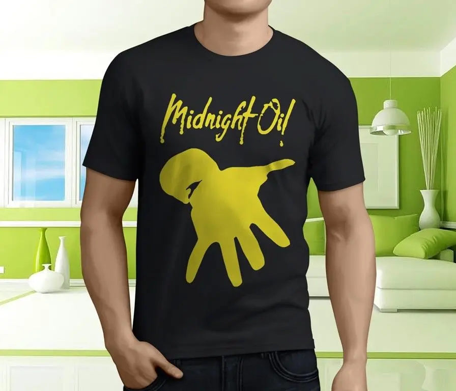 New Cool Midnight Oil TShirt Band Metallic Men's Black T-Shirt Size S-3XL | Мужская одежда