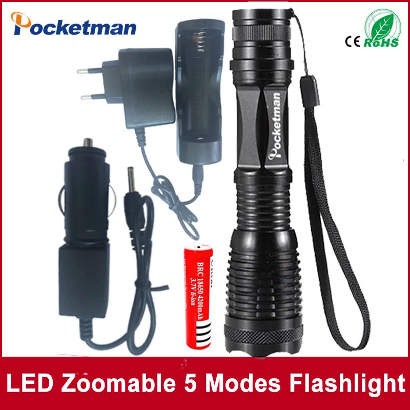 

E17 XM-L t6 4000 lumens led flashlight torch adjustable lights & lighting torch for AAA and 18650 battery Rechargeable