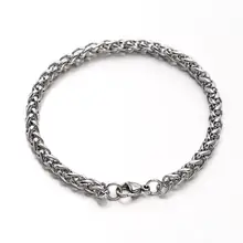 Унисекс 304 Нержавеющая сталь цепь с плетением "пшеница" браслеты с застежка-краб, цвет нержавеющей стали, 210x5 мм, 6 шт./партия
