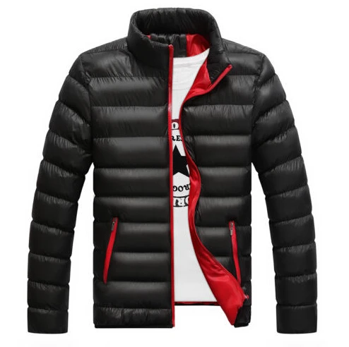 Мужская зимняя теплая куртка, пальто со стоячим воротником, верхняя одежда, куртки, мужское пальто, пуховое пальто, повседневное пальто - Цвет: Черный