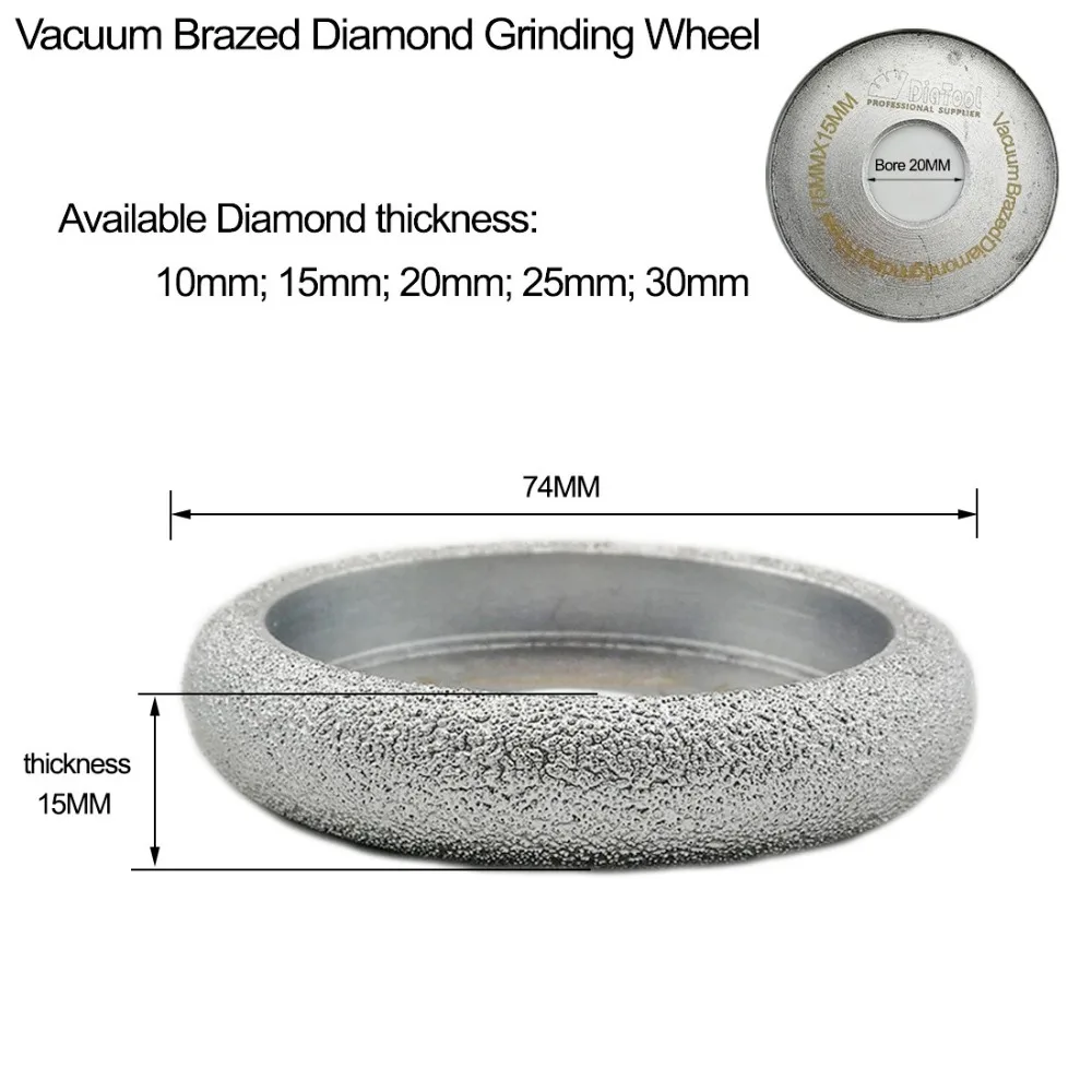 Diatool Dia75mmX15mm ВАКУУМНОЙ ПАЙКИ DIAMOND выпуклых профиль колеса для камня Искусственный