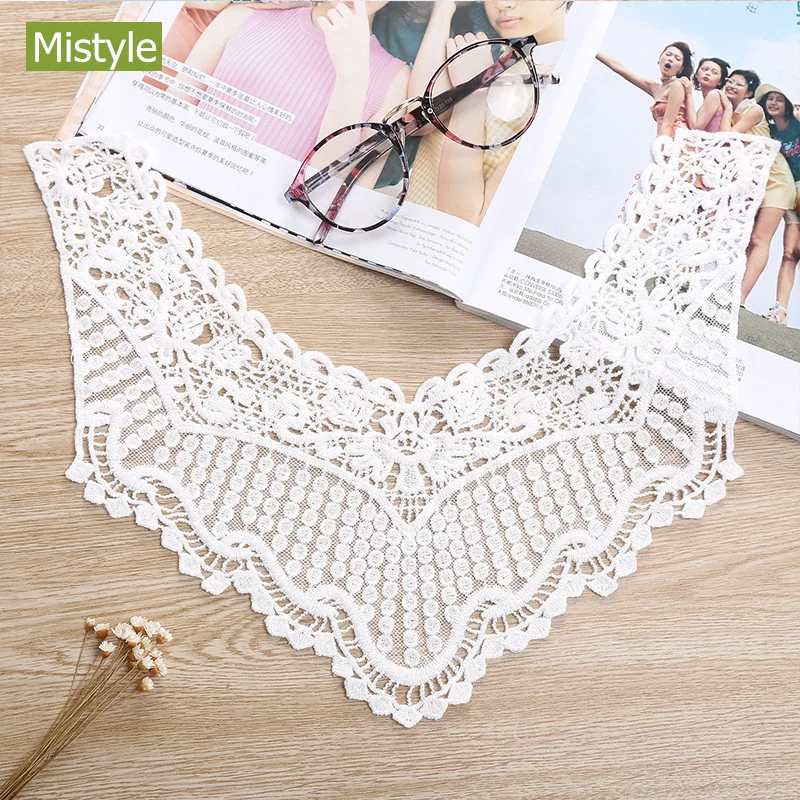 

37cm*29cm White Collar Applique White Venise Lace Flower Fabric Neckline Trims Sewing Lace Applique Accessories