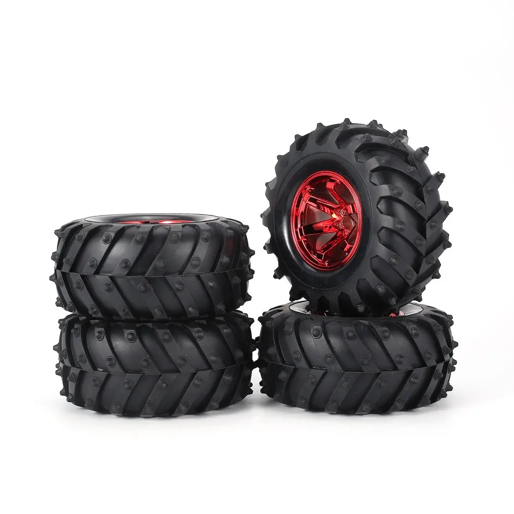 

AUSTAR 4pcs AX-3002 125mm Rim Rubber Tyre Tire Wheel Plastic Hub for 1/10 RC Big Feet Model HSP HPI Beadlock Spare Parts