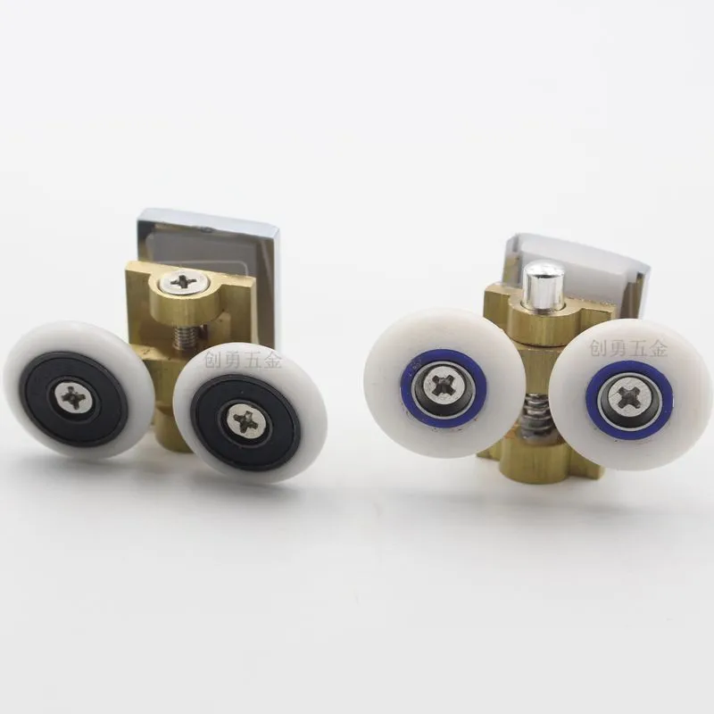Rolo Duplo Rolos de Cobre Slider Porta do Chuveiro Rodas Corredor Diâmetro 26 mm Polia do Quarto Top e Bottom Pcs