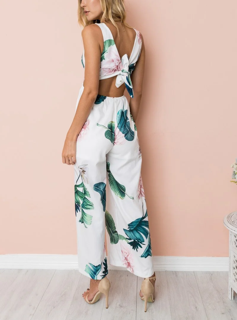 Gladiolus Hot Summer Jumpsuit Women 2019 V Neck Floral Print Split Long Pants Beach Sexy Jumpsuits 2019 Rompers Womens Jumpsuit (19)
