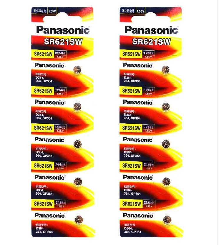 20 шт./лот Panasonic SR621SW оксид серебра батарея AG1 364 164 D364 L621 GP364 батарейки кнопочные для