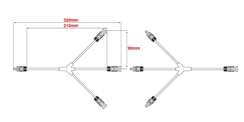 MC4 Солнечная фотогальваническая панель адаптер Кабельный разъем 3 ветки Y Тип четырехходовой разъем параллельное подключение батареи пластины в сборе