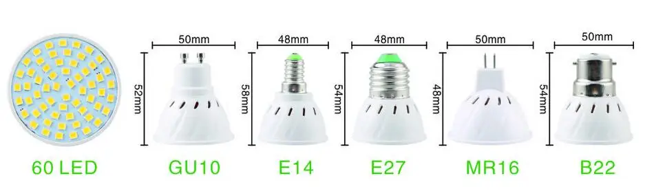 Светодиодный индикатор E27 E14 MR16 GU10 220 V 48 светодиодный 60 светодиодный 80 светодиодный SMD 2835 Светодиодный лампы Spotlight лампада светодиодный