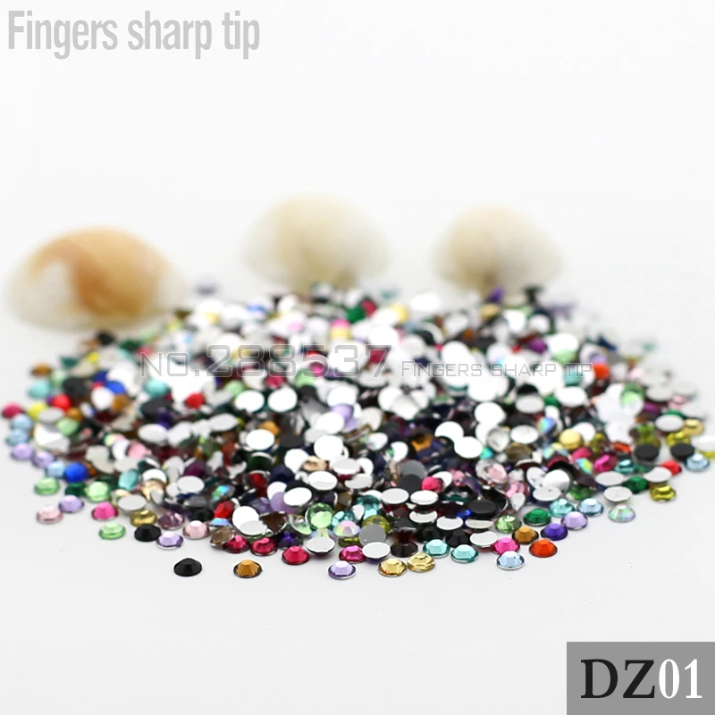

SS12-3mm mixed color Nail Rhinestones 1000pcs Flat Back Non hotfix Glitter Nail Stones DIY 3d Nail Phones Decorations DZ01