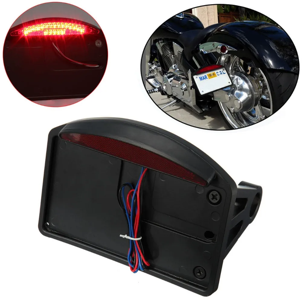 

Aftermarket free shipping motorcycle parts Side Mounted License Plate Assembly LED Tail Brake Light BLACK