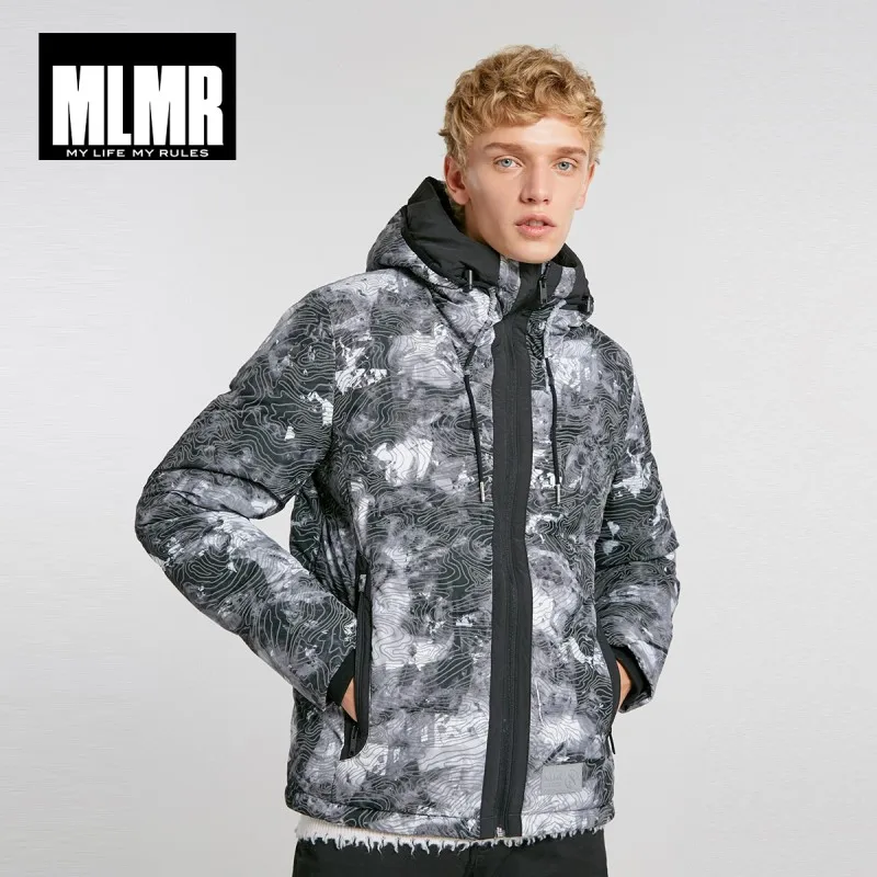 

MLMR Men's Printed Hooded Stand-up Collar Down Jacket M|218312533