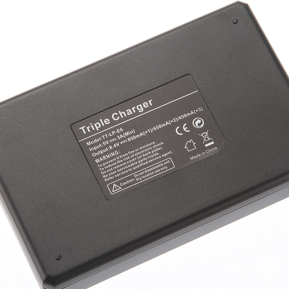 LCD Triple 3 Battery Charger USB For Canon LP-E6(N) 6D 5D Mark II III IV 80D 70D R5C R5 R6