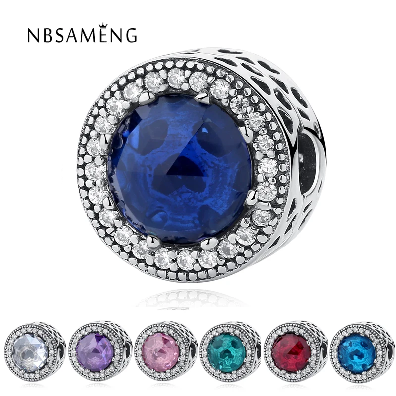 

Original Authentic S925 Sterling Silver Bead Colorful Radiant Openwork CZ Clip Charm Fit Pandora Bracelets DIY Charms Making