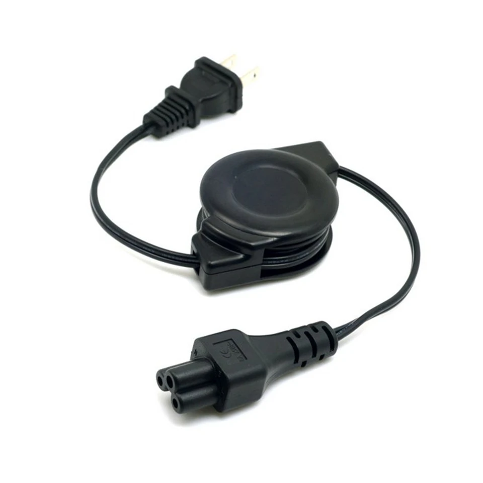USA Plug Power Supply Retractable Stretch Cable Cord to IEC320 C5 for Laptop Notebook 100cm 1m