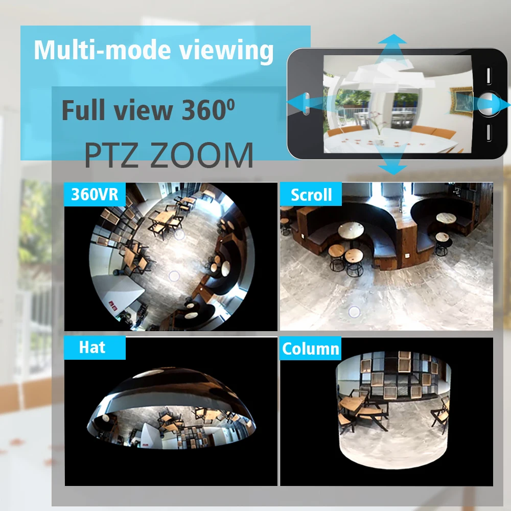 OUERTECH Full View WIFI 360 камера двухсторонняя аудио панорамная 1080P инфракрасное ночное