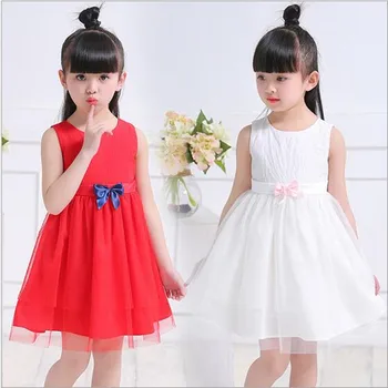 

Gulugulumi 2017 Brand Summer Girls Dress Princess Perform Voile Bow Summer School Perform Beautiful Dress Kid Clothes Hot Sale