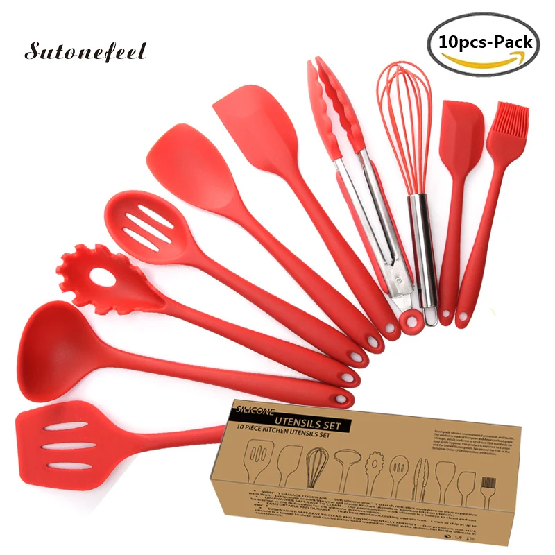

10PCS Silicone Cooking Utensils Non-Stick Kitchenware Cooking Tool Sets Kitchen Cookware Baking Tools Gadgets
