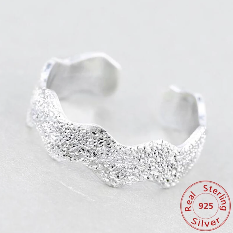 

Real 100% 925 Sterling Silver Toe Rings For Women Simple Wave Design Party Opening Adjustable Tail Knuckle Ring Jewelry
