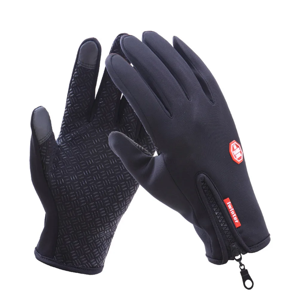 

Outdoor Waterproof Gloves Touch Screen Men And Women Windproof Riding Zipper Sports Winter Warm Fleece Protective Gloves