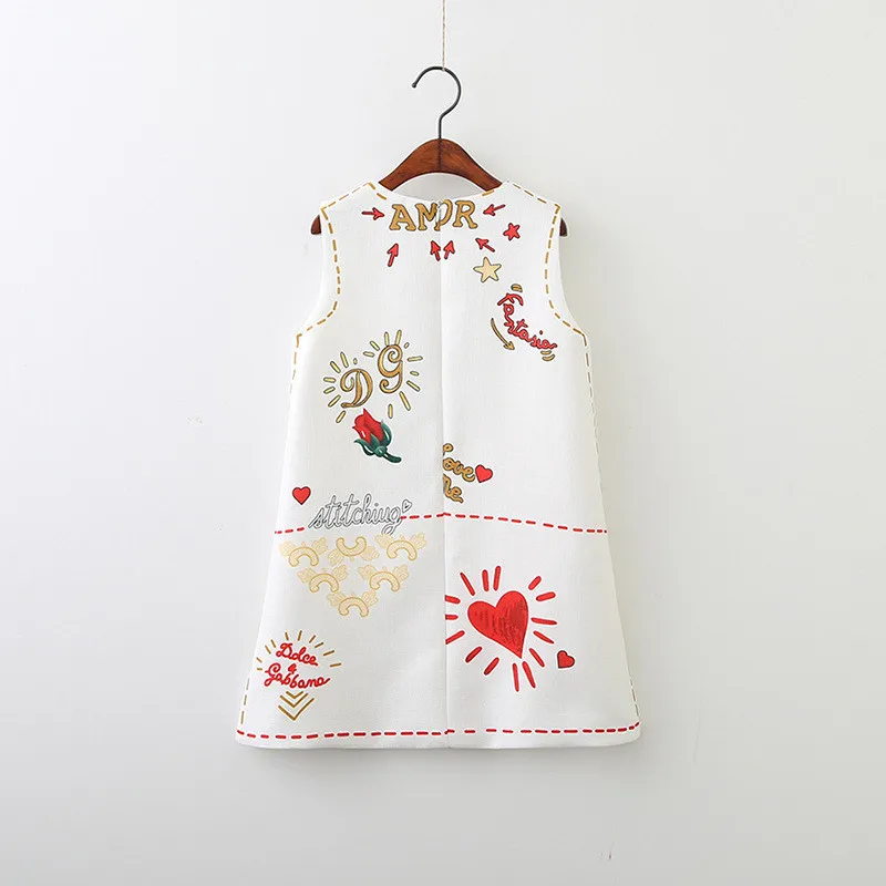 

New Baby Girls Dresses Spring Girls Princess Dress For Kids Love Pattern Clothes Baby Girls Party Clothes 2-7Y