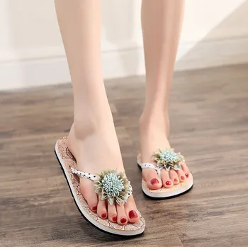 

Women's Sandals Floral Non-slip Flat Heel Flip-flops Slippers Summer Casual Outdoor Fashion Ladies Soft Beach Shoes Fem