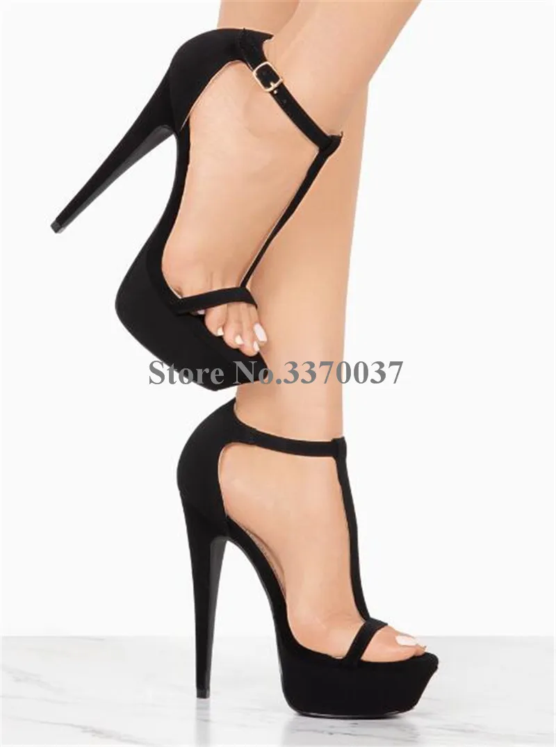 Новые женские модные туфли с открытым носком черного и телесного цвета замши высокой Босоножки на платформе с Т-образным ремешком супер босоножки на высоком каблуке Туфли под платье