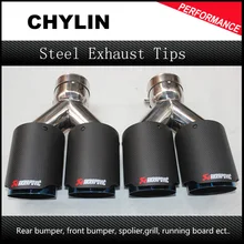 Car Styling 2PCS: 63mm Inlet 89mm Outlet Stainless Steel Car Exhaust Tip Akrapovic Carbon Fiber Exhaust Muffler Dual Tips