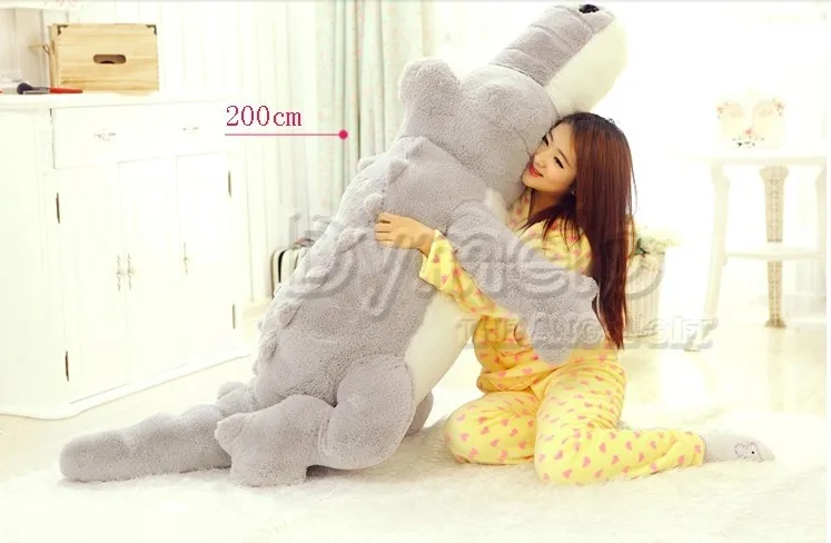 

stuffed animal cartoon gray crocodile plush toy 200cm doll Cushion throw pillow about 78 inch throw pillow p0213
