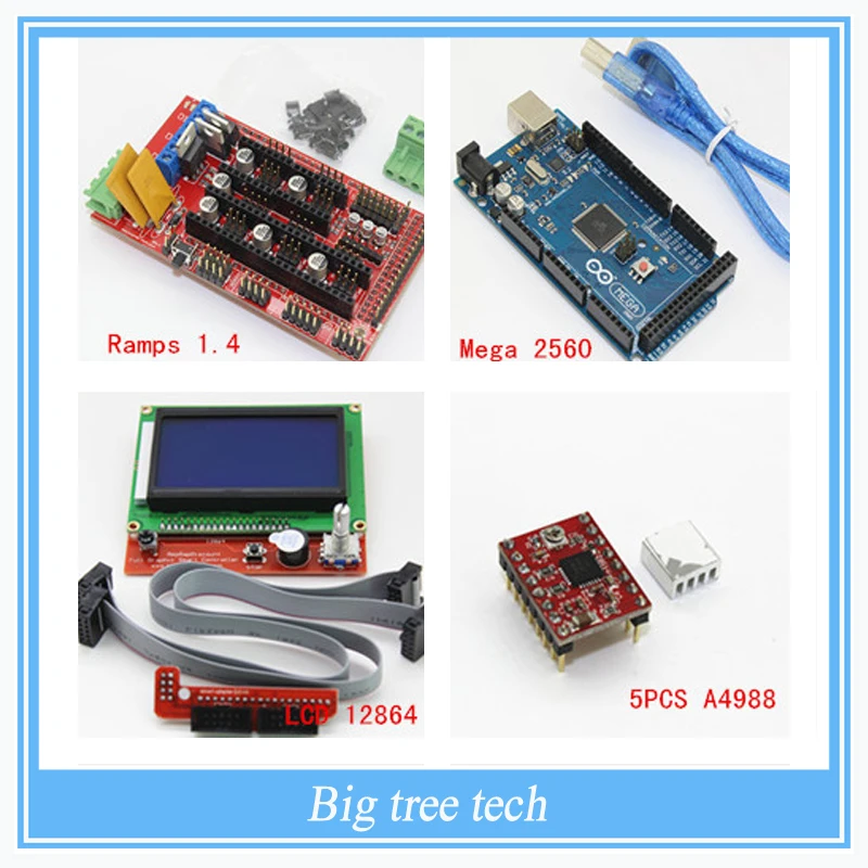 3D Printer kit Mega 2560 R3 Microcontroller ramps 1 4 controller 12864 LCD Panel A4988 stepper