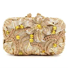 2016 neue Dame Tageskupplungen Luxus Kristall Diamanten Blume Abendtasche Handtasche Top Bankett Hochzeit Partei Geldbörsen Handtaschen Sacs