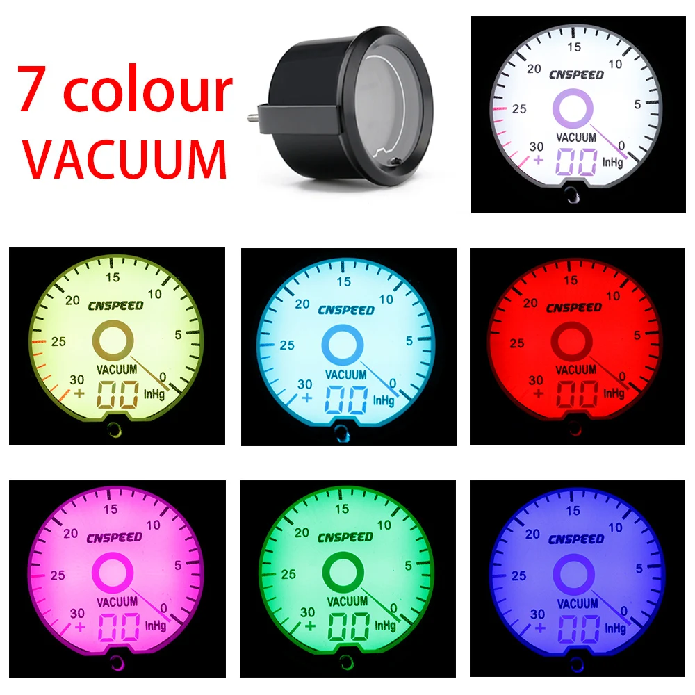 

CNSPEED 2"52mm Auto Digital Virtual Pointer Vacuum Gauge -30-0Psi Racing Smoke Vacuum Gauge Analog Car meter