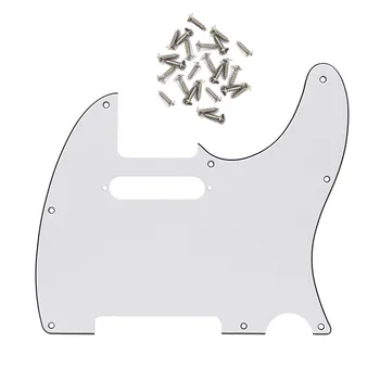 

Free shipping! 3Ply 8Holes WHITE Color TELE Guitar Pickguard for Telecaster Style Guitar DIY with 25pcs silver Screws free