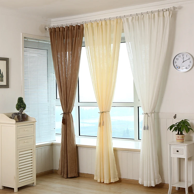 

Window screening European and American Style cortinas para sala de estar ridea Solid Linen curtain curtains for bedroom rideauxn