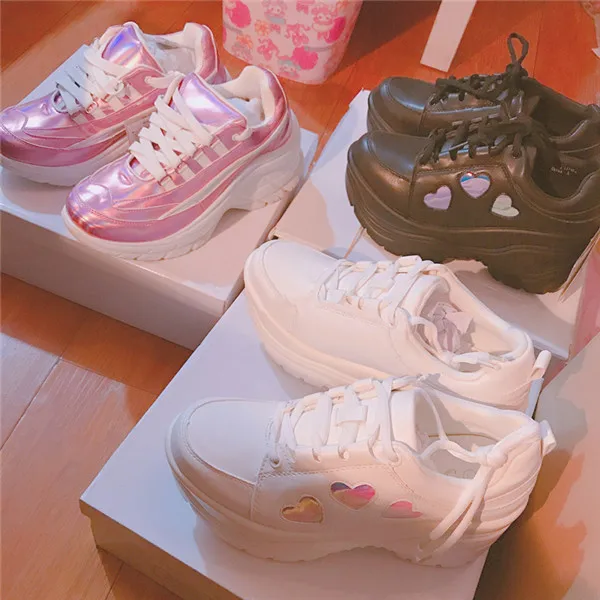 Новинка года; стильные кроссовки в японском стиле Лолиты; милая обувь для девочек-принцесс; обувь на толстой подошве