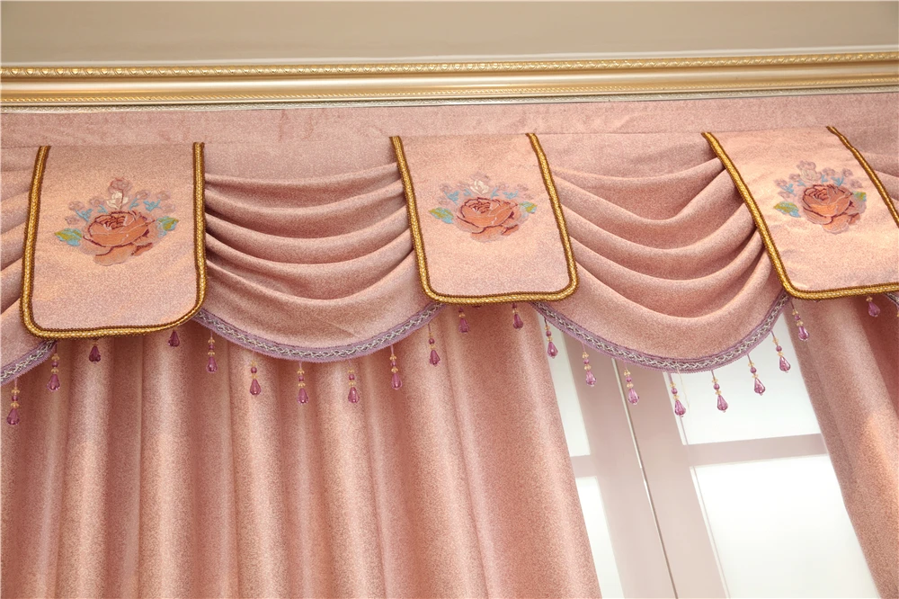 Европейская розовая роскошная вилла вышитая занавеска ткань для гостиной с высококачественной вышивкой вуаль занавеска для спальни