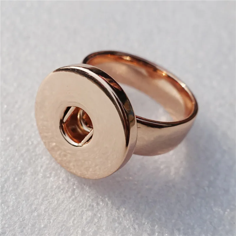 

1PC High Quality Good Polish Fashion Men Rose Gold Metal Ginger 18mm Snap Button Stainless Steel Ring Jewelry