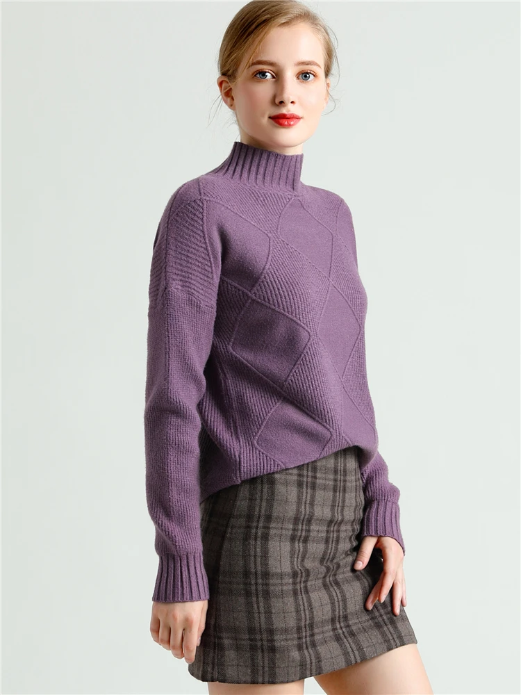 Colorfaith Новинка осень зима женские свитера Топы пуловеры корейский стиль минималистский водолазка Argyle сплошной Повседневный SW1786