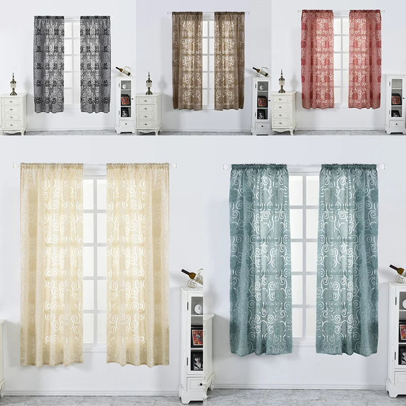 

Peony Pattern Curtain Tulle Drape Panel Sheer Scarf Valances Modern Classic Bedroom Living Room Curtains Window Door Curtain