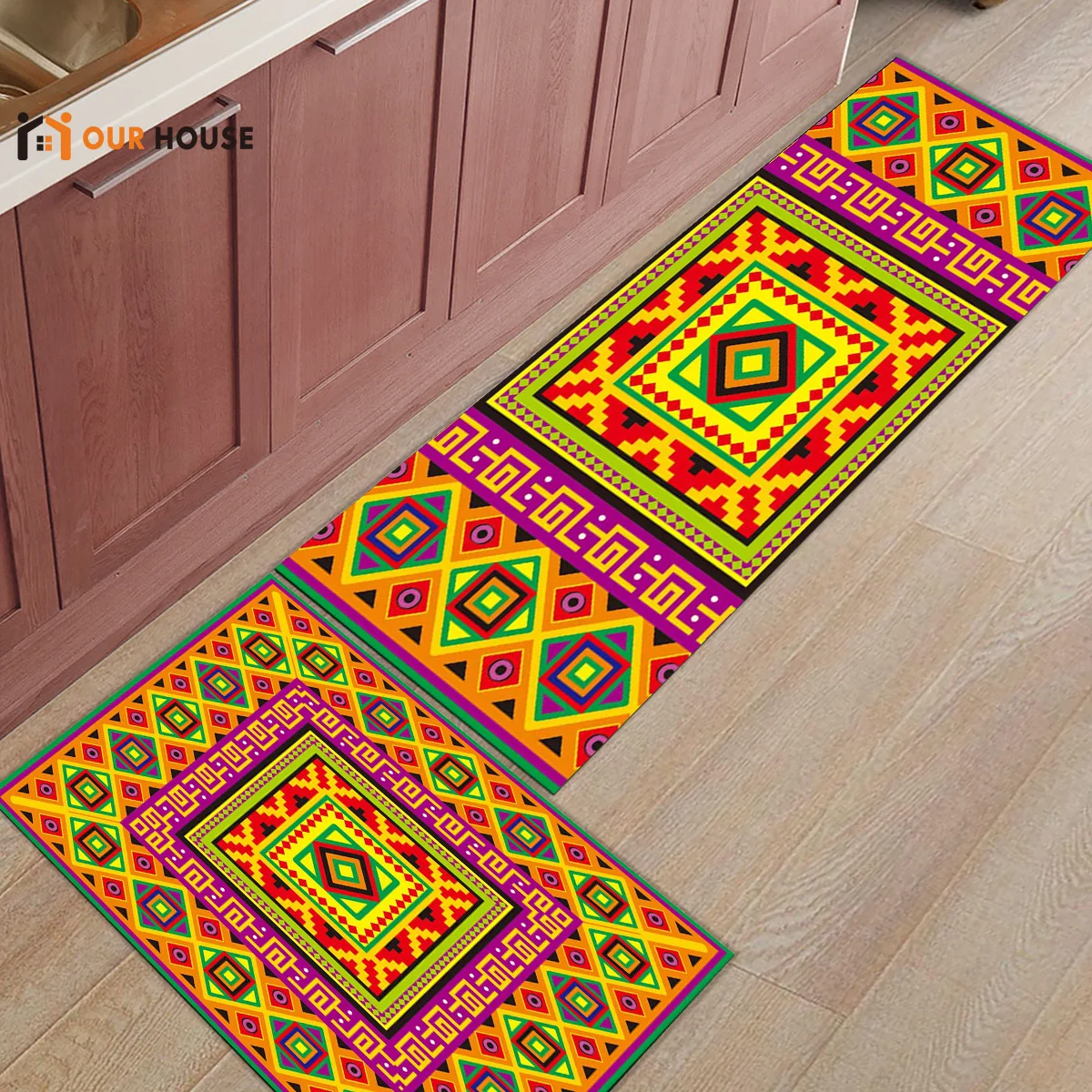 

Ourhouse Mexico Geometric Pattern Bathroom Accessories Set Dirt Debris Mud Trapper Boot Shoes Scraper Machine Washable Floor