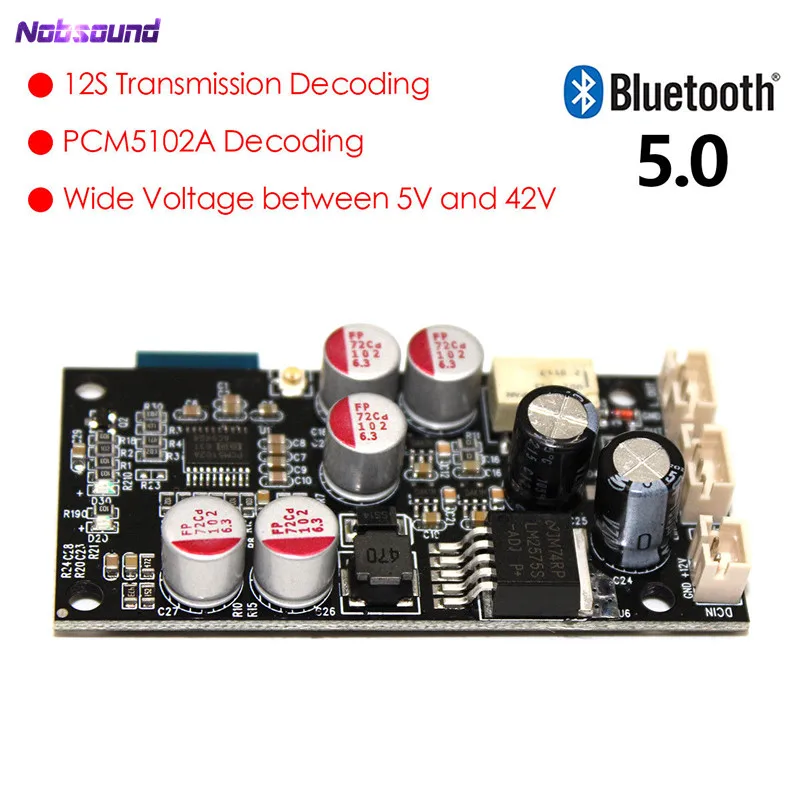 Nobsound Bluetooth 5 0 Модуль приемника HiFi аудио декодер плата DAC PCM5102 16 бит 48 кГц|Усилители