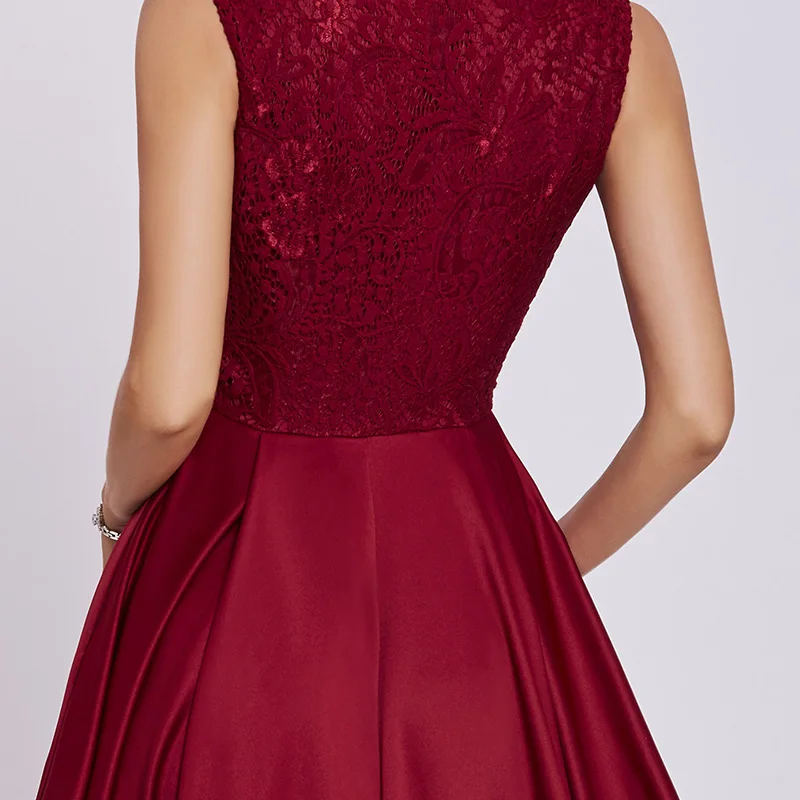 Tanpell сексуальное вечернее платье с v-образным вырезом, красное платье без рукавов длиной до пола, платье трапециевидной формы, недорогое женское кружевное длинное вечернее платье для выпускного вечера es