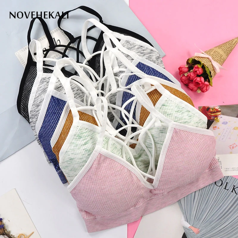

Women Wireless Bra Tops 2019 New Spring Summer Women Leisure Padded Shirt Bra Breathable Vest Skin-friendly Tops Shirt 6 colors